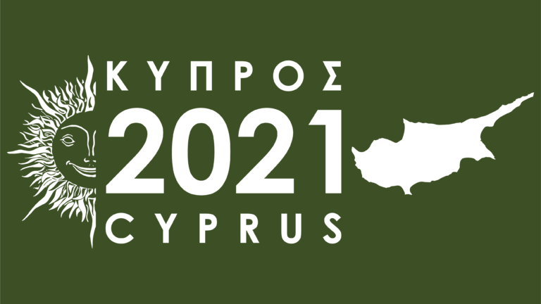 Cyprus 2021 election, white over color background